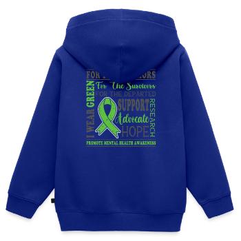 Pour les guerriers pour les survivants pour les - Sweat Premium à capuche zippé enfant bio - bleu roi - Dos - AI Model Kid Male (0cm)