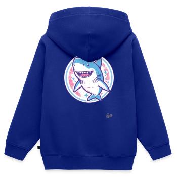 Friendly Funny Shark - Kids Premium Organic Zip-up Hoodie - royal blue - Back - AI Model Kid Male (0cm)