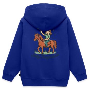 Stolze Ponyreiterin Pferde Mädchen Reiten - Kinder Premium Organic Zip Hoodie - Royalblau - Hinten - AI Model Kid Male (0cm)
