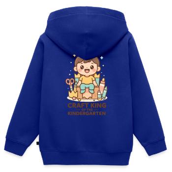 Artisanat Roi De L’artisanat De La Maternelle - Sweat Premium à capuche zippé enfant bio - bleu roi - Dos - AI Model Kid Male (0cm)