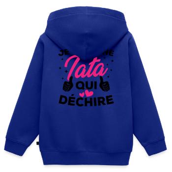 Je suis une tata qui déchire - Sweat Premium à capuche zippé enfant bio - bleu roi - Dos - AI Model Kid Male (0cm)