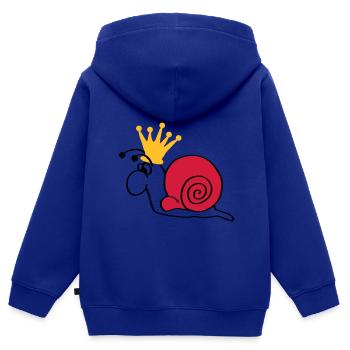 Schnecke Schneckenkönig mit Krone - Kinder Premium Organic Zip Hoodie - Royalblau - Hinten - AI Model Kid Male (0cm)
