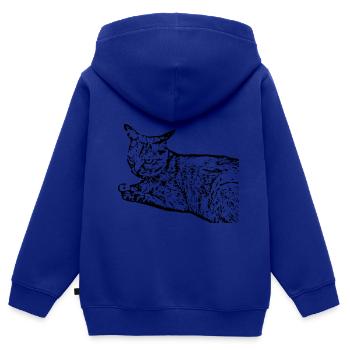 chat noir chat chaton doux cadeau de Noël - Sweat Premium à capuche zippé enfant bio - bleu roi - Dos - AI Model Kid Male (0cm)