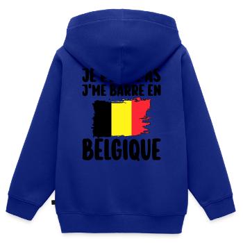 J'Me Barre En Belgique Voyage Cadeau - Sweat Premium à capuche zippé enfant bio - bleu roi - Dos - AI Model Kid Male (0cm)