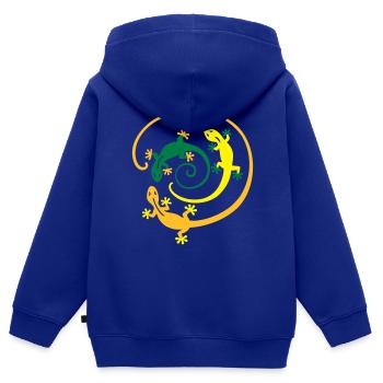 Gecko Spirale - Kinder Premium Organic Zip Hoodie - Royalblau - Hinten - AI Model Kid Male (0cm)