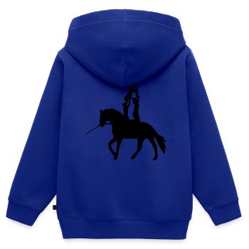 Voltige - Sweat Premium à capuche zippé enfant bio - bleu roi - Dos - AI Model Kid Male (0cm)