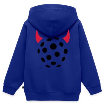 Floorball - Kinder Premium Organic Zip Hoodie - Royalblau - Hinten - AI Model Kid Male (0cm)