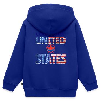 I come from United states - Kinder Premium Organic Zip Hoodie - Royalblau - Hinten - AI Model Kid Male (0cm)