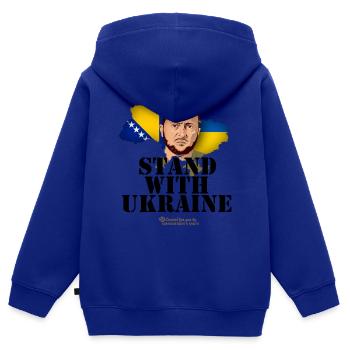 Ukraine Bosnien und Herzegowina - Kinder Premium Organic Zip Hoodie - Royalblau - Hinten - AI Model Kid Male (0cm)