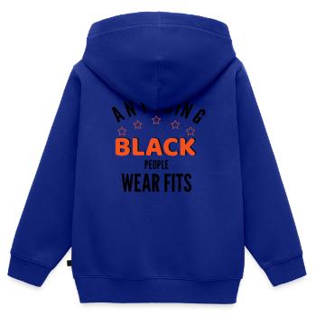 ANYTHING BLACK PEOPLE WEAR FITS - Kids Premium Organic Zip-up Hoodie - royal blue - Back - AI Model Kid Male (0cm)