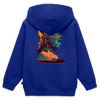 Sci-Fi Artwork der Spitzenklasse mit Cyborg - Kinder Premium Organic Zip Hoodie - Royalblau - Hinten - AI Model Kid Male (0cm)