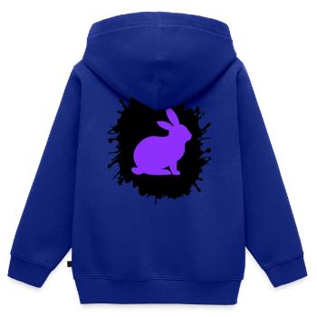 Éclaboussures de lapin - Sweat Premium à capuche zippé enfant bio - bleu roi - Dos - AI Model Kid Male (0cm)