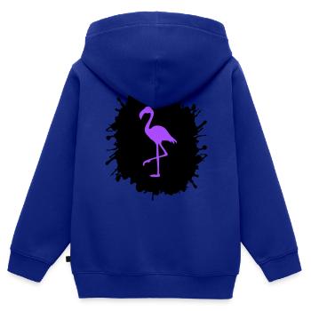 flamingo splatter - Kinder Premium Organic Zip Hoodie - Royalblau - Hinten - AI Model Kid Male (0cm)