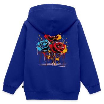 Blumen Frauen Mädchenpower Design Kunst Weiblich Rose - Kinder Premium Organic Zip Hoodie - Royalblau - Hinten - AI Model Kid Male (0cm)