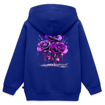 Blumen Frauen Mädchenpower Design Kunst Weiblich Rose - Kinder Premium Organic Zip Hoodie - Royalblau - Hinten - AI Model Kid Male (0cm)