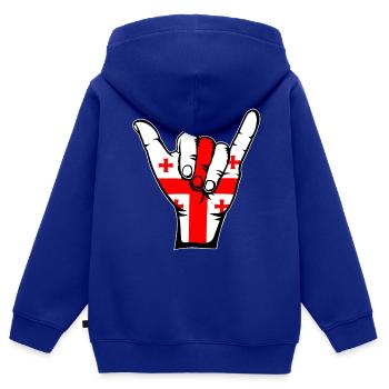 Icône de surf du drapeau de la Géorgie - Sweat Premium à capuche zippé enfant bio - bleu roi - Dos - AI Model Kid Male (0cm)