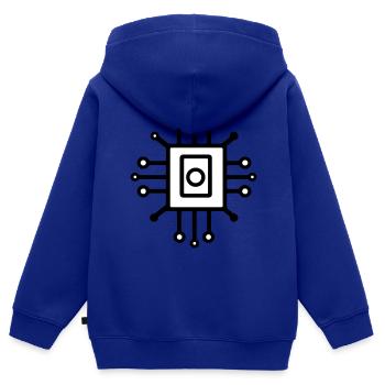 Icône de puce d’ordinateur numérique - Sweat Premium à capuche zippé enfant bio - bleu roi - Dos - AI Model Kid Male (0cm)