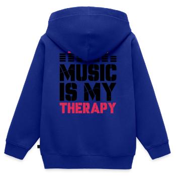 music is my therapy - Kinder Premium Organic Zip Hoodie - Royalblau - Hinten - AI Model Kid Male (0cm)