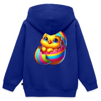 Süßes Küken Cartoon Buntes Osterei Schlüpfen - Kinder Premium Organic Zip Hoodie - Royalblau - Hinten - AI Model Kid Male (0cm)