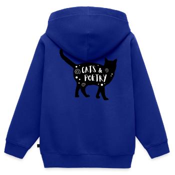 Katzen & Poesie - Kinder Premium Organic Zip Hoodie - Royalblau - Hinten - AI Model Kid Male (0cm)