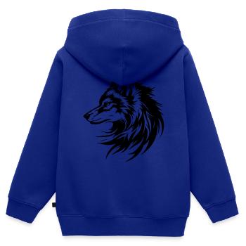Wolf Kopf Silhouette - Kinder Premium Organic Zip Hoodie - Royalblau - Hinten - AI Model Kid Male (0cm)