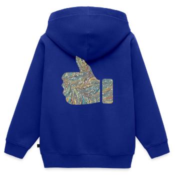signe de la main comme e 201 - Sweat Premium à capuche zippé enfant bio - bleu roi - Dos - AI Model Kid Male (0cm)