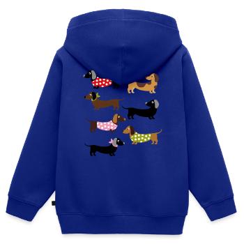 FARBENFROHE DACKEL - Kinder Premium Organic Zip Hoodie - Royalblau - Hinten - AI Model Kid Male (0cm)