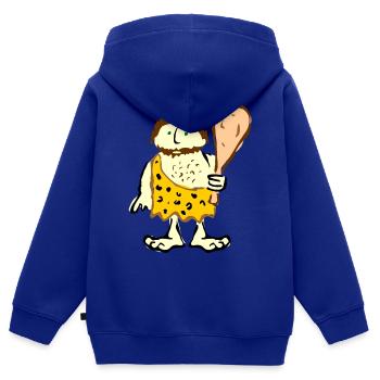 Caveman With Club - Kids Premium Organic Zip-up Hoodie - royal blue - Back - AI Model Kid Male (0cm)