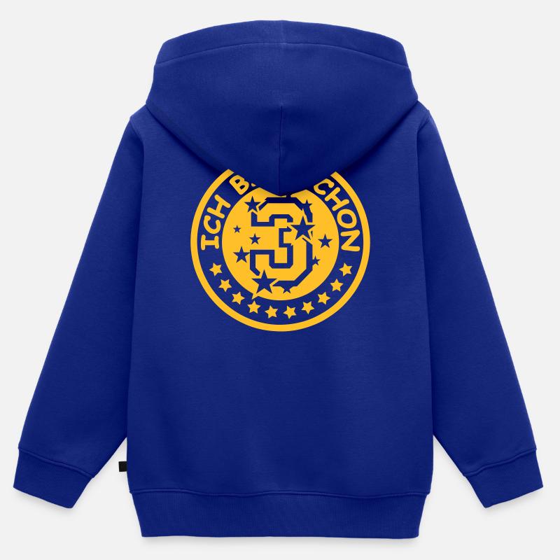 Je suis déjà 3 (emblème) - Sweat Premium à capuche zippé enfant bio - bleu roi