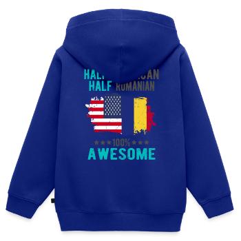 Half American Half Romanian - Kids Premium Organic Zip-up Hoodie - royal blue - Back - AI Model Kid Male (0cm)