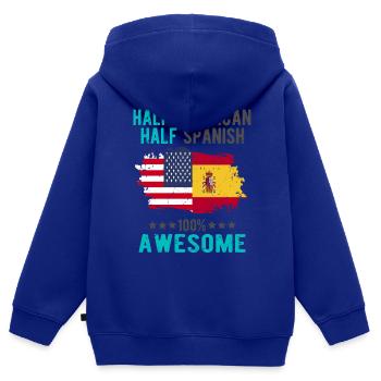 Half American Half Spanish - Kids Premium Organic Zip-up Hoodie - royal blue - Back - AI Model Kid Male (0cm)
