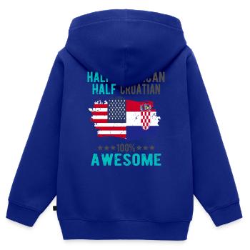 Half American, half Croat - Kids Premium Organic Zip-up Hoodie - royal blue - Back - AI Model Kid Male (0cm)