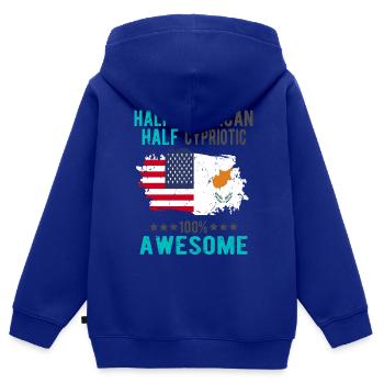 Halb Amerikaner Halb Zyprer - Kinder Premium Organic Zip Hoodie - Royalblau - Hinten - AI Model Kid Male (0cm)