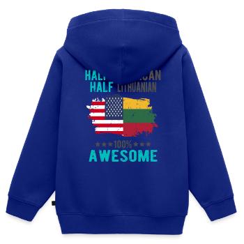 Half American Half Lithuanian - Kids Premium Organic Zip-up Hoodie - royal blue - Back - AI Model Kid Male (0cm)