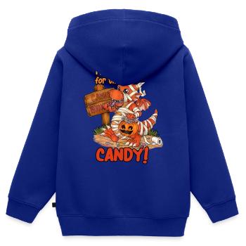 I'm Just Here For Candy Halloween Drache Mumie - Kinder Premium Organic Zip Hoodie - Royalblau - Hinten - AI Model Kid Male (0cm)