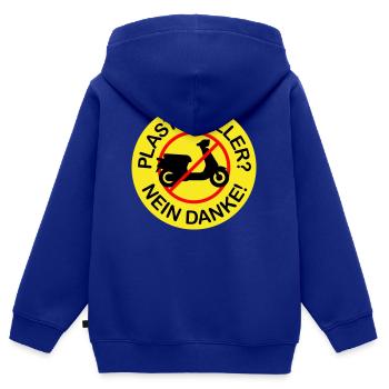 Plasteroller? Nein Danke! (3-farbig) - Kinder Premium Organic Zip Hoodie - Royalblau - Hinten - AI Model Kid Male (0cm)