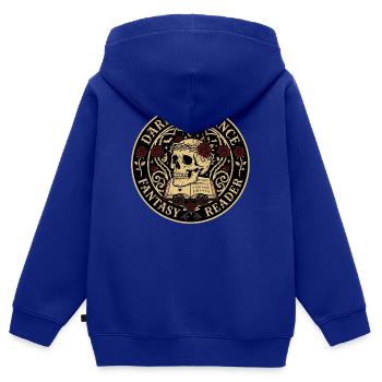 Romance sombre - Sweat Premium à capuche zippé enfant bio - bleu roi - Dos - AI Model Kid Male (0cm)