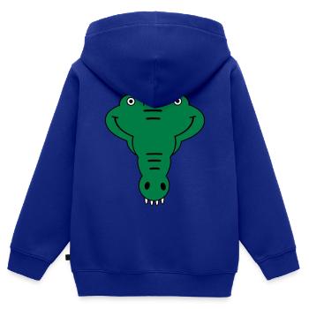 alligator - Sweat Premium à capuche zippé enfant bio - bleu roi - Dos - AI Model Kid Male (0cm)