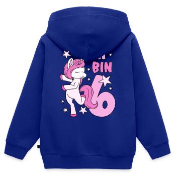 6. Geburtstag Mädchen süßes rosa Einhorn Ich bin 6 - Kinder Premium Organic Zip Hoodie - Royalblau - Hinten - AI Model Kid Male (0cm)