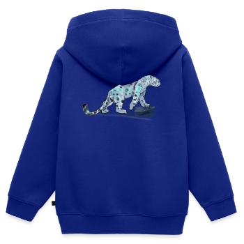 Blauer Schneeleopard - Kinder Premium Organic Zip Hoodie - Royalblau - Hinten - AI Model Kid Male (0cm)