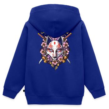Kitsune Japanische Fuchsmaske - Kinder Premium Organic Zip Hoodie - Royalblau - Hinten - AI Model Kid Male (0cm)