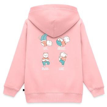 Eine drei Katzen Lustige französische Katze Design - Kinder Premium Organic Zip Hoodie - Rosa - Hinten - AI Model Kid Female (0cm)