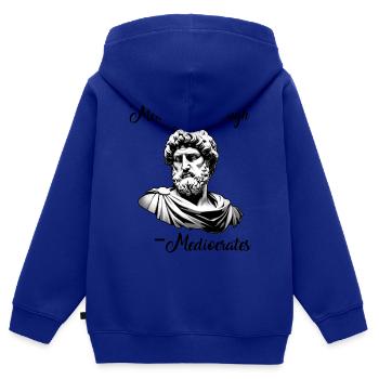 Greek philosophy meh good enough mediocrates - Kids Premium Organic Zip-up Hoodie - royal blue - Back - AI Model Kid Male (0cm)