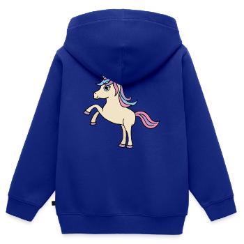 Einhorn (Comic, Kawaii) - Kinder Premium Organic Zip Hoodie - Royalblau - Hinten - AI Model Kid Male (0cm)