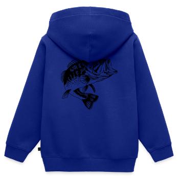 Pêche à l’achigan, Pêcheur Cadeau Amoureux de la pêche, Poissons - Sweat Premium à capuche zippé enfant bio - bleu roi - Dos - AI Model Kid Male (0cm)