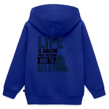 Angler Angelhaken Angelrute Sportfischer - Kinder Premium Organic Zip Hoodie - Royalblau - Hinten - AI Model Kid Male (0cm)
