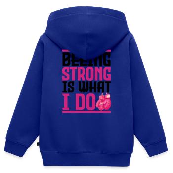 Brustkrebs, du bist stark. - Kinder Premium Organic Zip Hoodie - Royalblau - Hinten - AI Model Kid Male (0cm)
