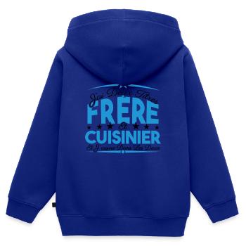 J'ai deux titres frère et Cuisinier. Cadeau frère. - Sweat Premium à capuche zippé enfant bio - bleu roi - Dos - AI Model Kid Male (0cm)
