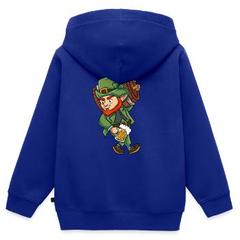 Green Leprechaun - Kids Premium Organic Zip-up Hoodie - royal blue - Back - AI Model Kid Male (0cm)