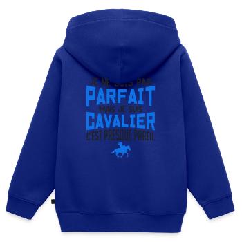 pas parfait mais cavalier - Sweat Premium à capuche zippé enfant bio - bleu roi - Dos - AI Model Kid Male (0cm)